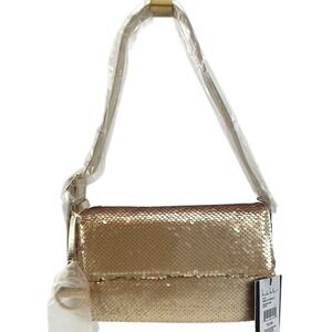 NEW NICOLE MILLER Vegan Metallic Gold Mermaid Sequin Evening Bag Purse 5x9 ($60)